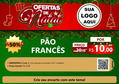 Modelo de Cartaz para Cartaz A4 Horizontal com o tema Ofertas de Natal para Padaria