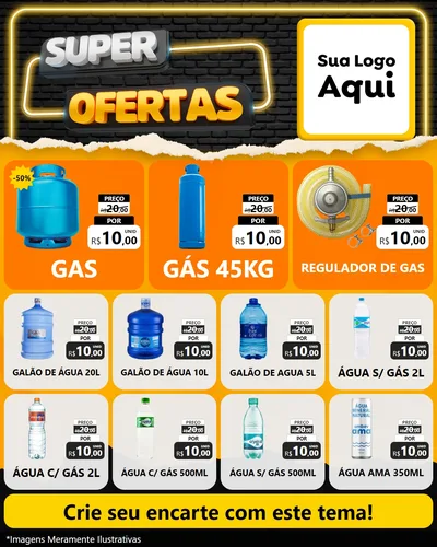 Modelo de Rede Social para Feed Instagram com o tema Super Ofertas para Água e gás