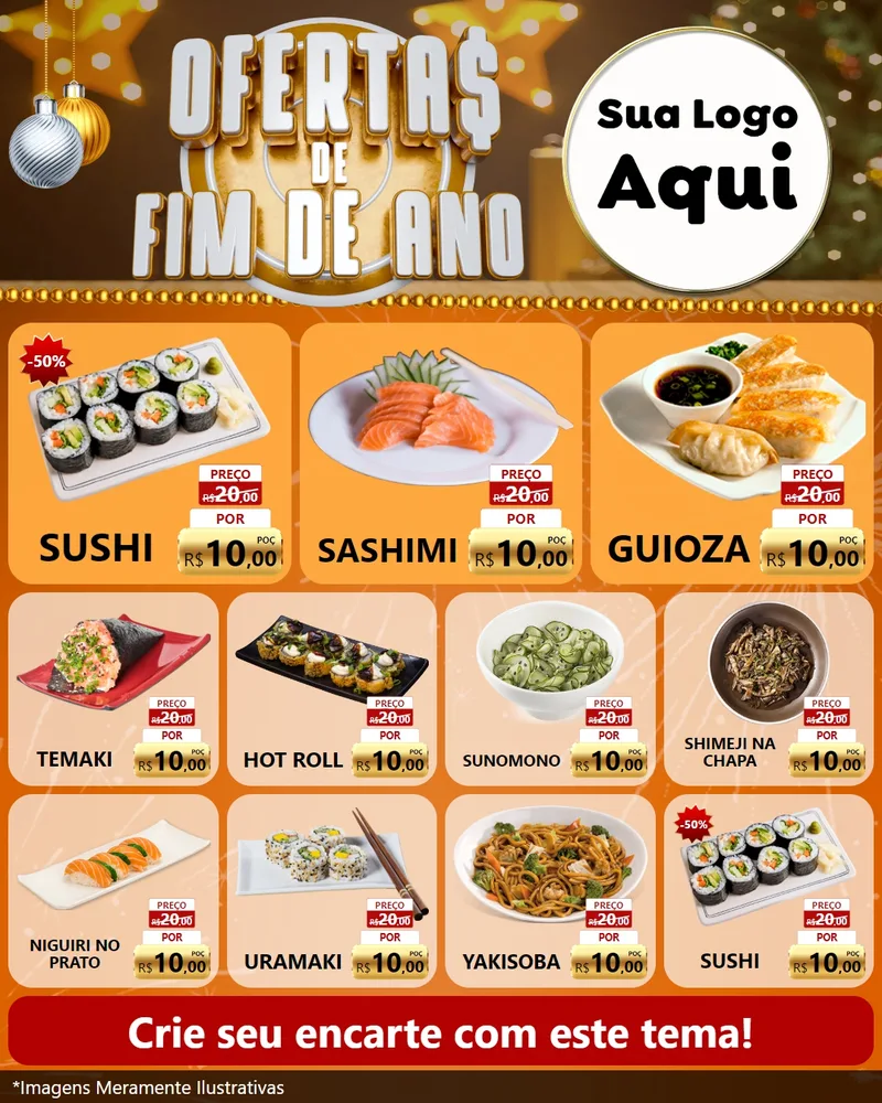 Modelo de Rede Social para Feed Instagram com o tema Ofertas de Fim de Ano para Comida japonesa