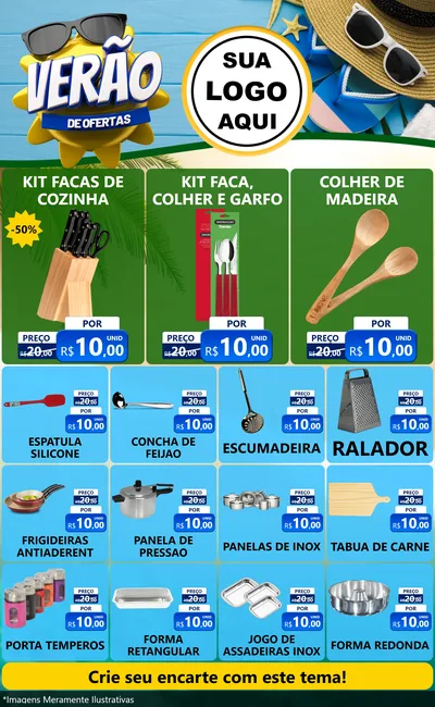 Modelo de Encarte para Encarte Grande com o tema Verão de Ofertas para Utilidades Domésticas
