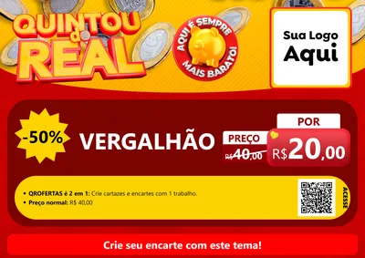 Modelo de Cartaz para Cartaz A4 Horizontal com o tema Quintou do Real para Ferragens