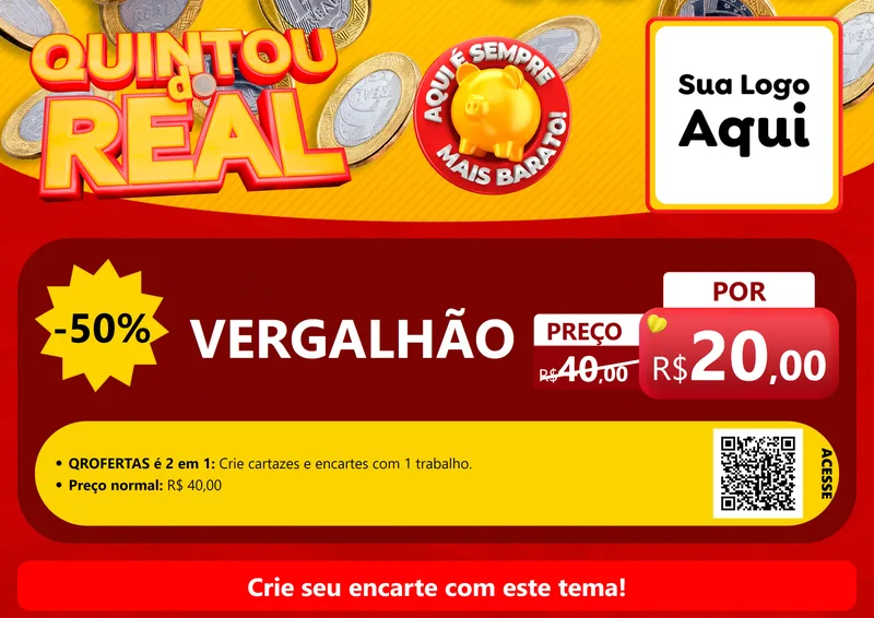 Modelo de Cartaz para Cartaz A4 Horizontal com o tema Quintou do Real para Ferragens