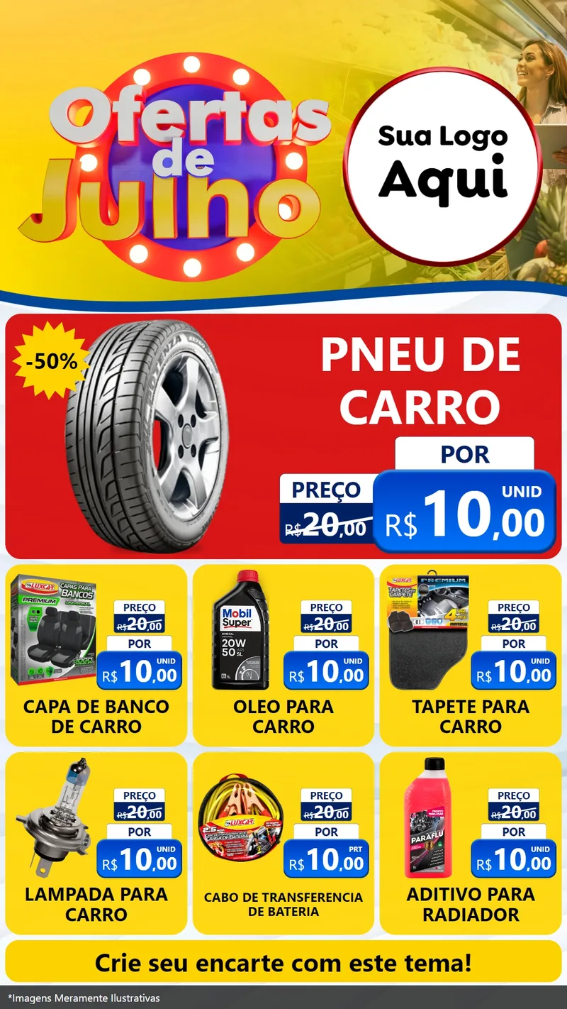 Modelo de Rede Social para Stories com o tema Ofertas de Julho para Auto peças