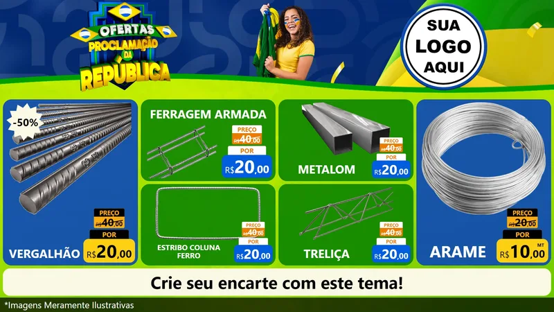 Modelo de TV para TV Horizontal com o tema Ofertas Proclamação da República para Ferragens