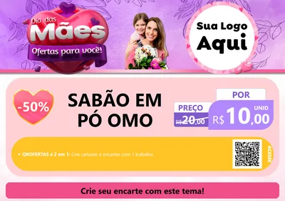 Modelo de Cartaz para Cartaz A4 Horizontal com o tema Dia das Mães Ofertas para Você! para Produtos de Limpeza