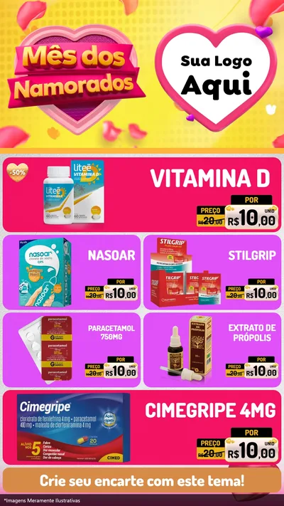 Modelo de TV para TV Vertical com o tema Mês dos Namorados para Farmácia