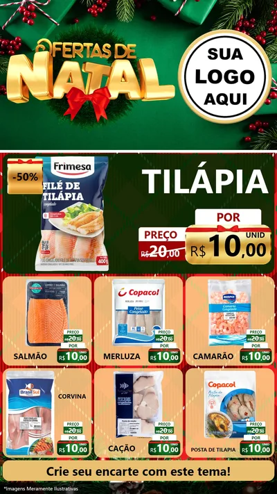 Modelo de Rede Social para Stories com o tema Ofertas de Natal para Peixaria