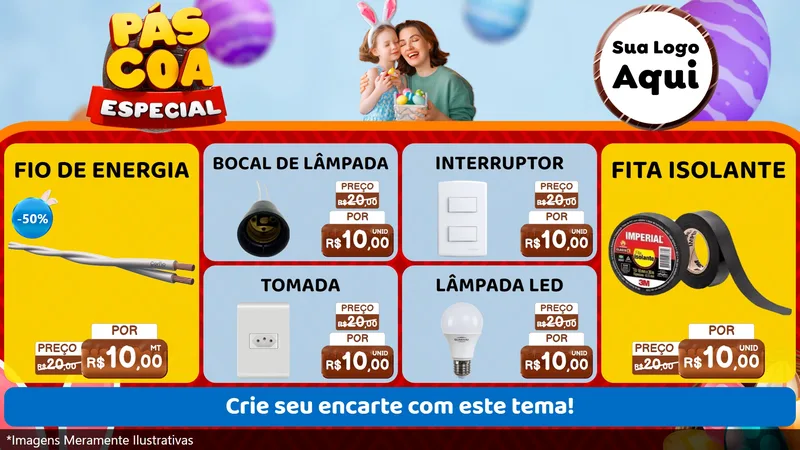 Modelo de TV para TV Horizontal com o tema Páscoa Especial para Materiais Elétricos