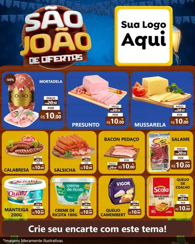 Modelo de Rede Social para Feed Instagram com o tema São João Ofertas Imbatíveis! - Junina para Frios e Laticínios