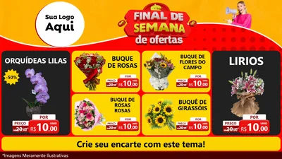 Modelo de TV para TV Horizontal com o tema Final de Semana de Ofertas para Floricultura e jardim