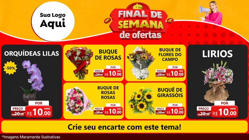 Modelo de TV para TV Horizontal com o tema Final de Semana de Ofertas para Floricultura e jardim
