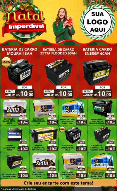 Modelo de Encarte para Encarte Grande com o tema Natal Imperdível para Baterias Elétricas