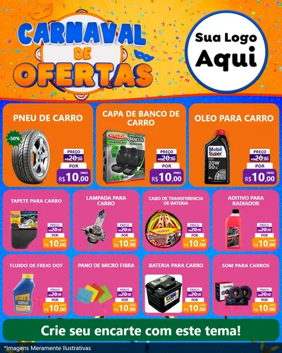 Modelo de Rede Social para Feed Instagram com o tema Carnaval de Ofertas para Auto peças