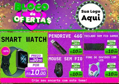 Modelo de Encarte para Encarte A4 Horizontal com o tema Bloco de Ofertas para Informática