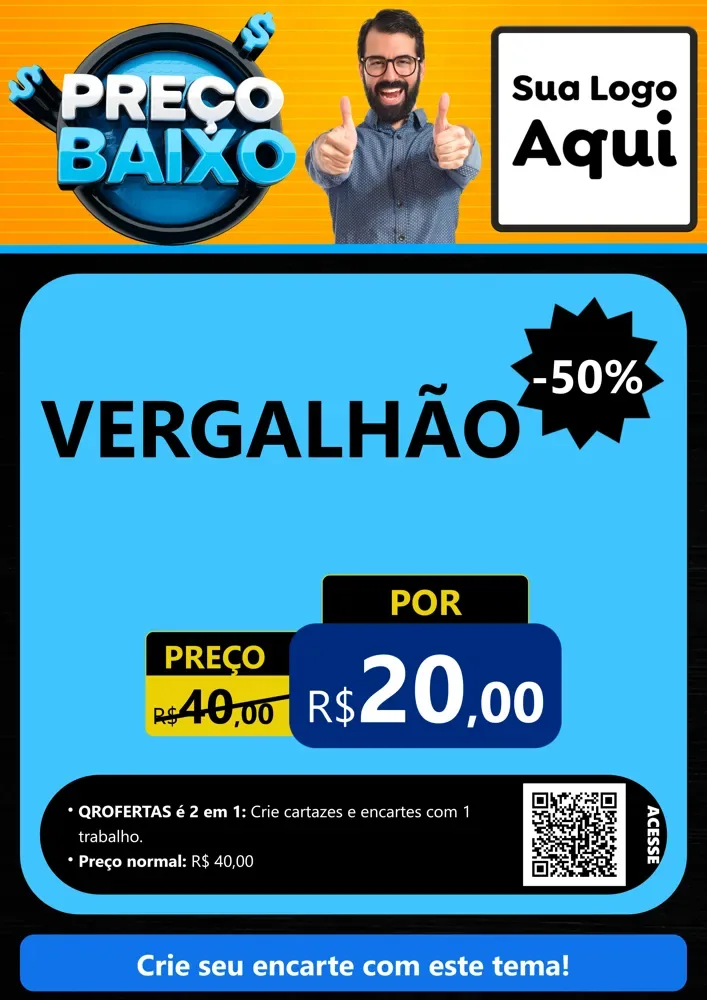 Modelo de Cartaz para Cartaz A4 Vertical com o tema Preço Baixo para Ferragens