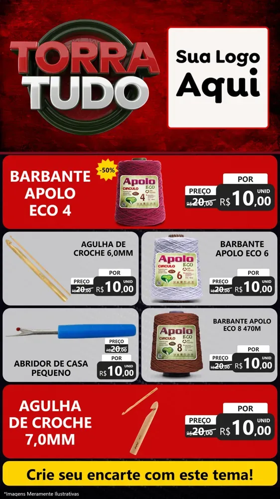 Modelo de TV para TV Vertical com o tema Torra Tudo para Armarinho e Aviamentos