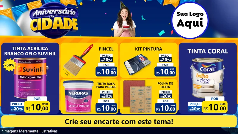 Modelo de TV para TV Horizontal com o tema Aniversário da Cidade para Tintas e Ferramentas