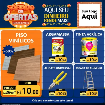 Modelo de Rede Social para Feed Facebook com o tema Sábado de Ofertas Imperdíveis para Material para Construção