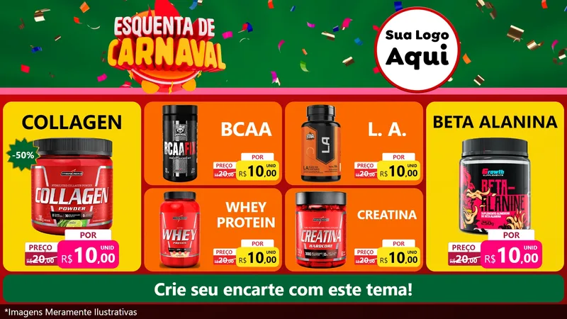 Modelo de TV para TV Horizontal com o tema Esquenta de Carnaval para Suplementos alimentares