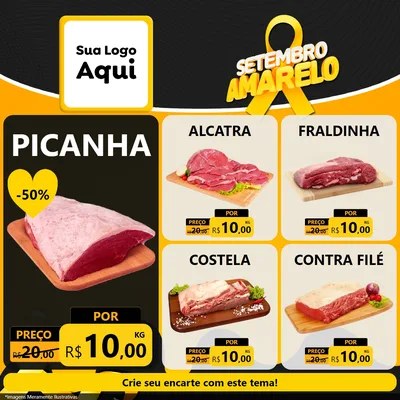 Modelo de Rede Social para Feed Facebook com o tema Setembro Amarelo para Açougue