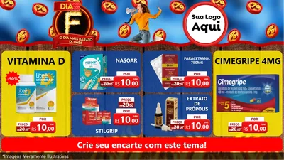 Modelo de TV para TV Horizontal com o tema Dia F - O Dia Mais Barato Do Mês para Farmácia