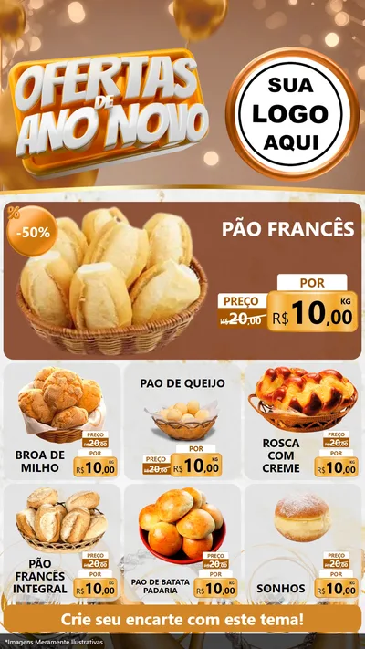 Modelo de Rede Social para Stories com o tema Ofertas de Ano Novo para Padaria