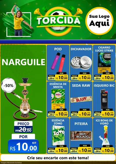 Modelo de Encarte para Encarte A4 Vertical com o tema Torcida para Tabacaria