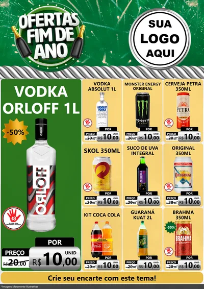 Modelo de Encarte para Encarte A4 Vertical com o tema Ofertas Fim de Ano para Distribuidora de bebidas