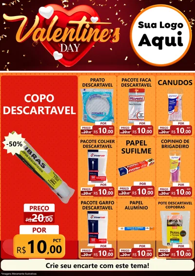 Modelo de Encarte para Encarte A4 Vertical com o tema Valentine's Day para Embalagens