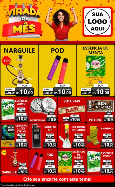 Modelo de Encarte para Encarte Grande com o tema Virada de Mês para Tabacaria