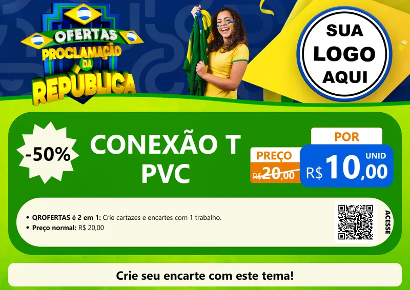 Modelo de Cartaz para Cartaz A4 Horizontal com o tema Ofertas Proclamação da República para Tubos e conexões