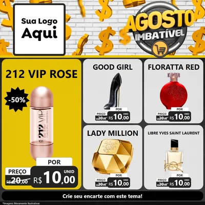 Modelo de Rede Social para Feed Facebook com o tema Agosto imbatível para Perfumes