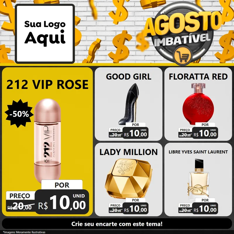 Modelo de Rede Social para Feed Facebook com o tema Agosto imbatível para Perfumes