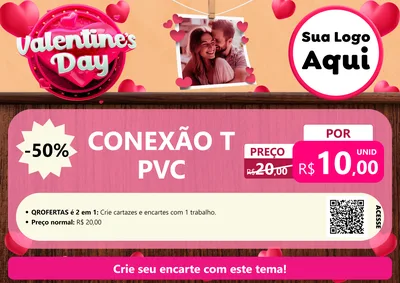 Modelo de Cartaz para Cartaz A4 Horizontal com o tema Valentine's Day para Tubos e conexões