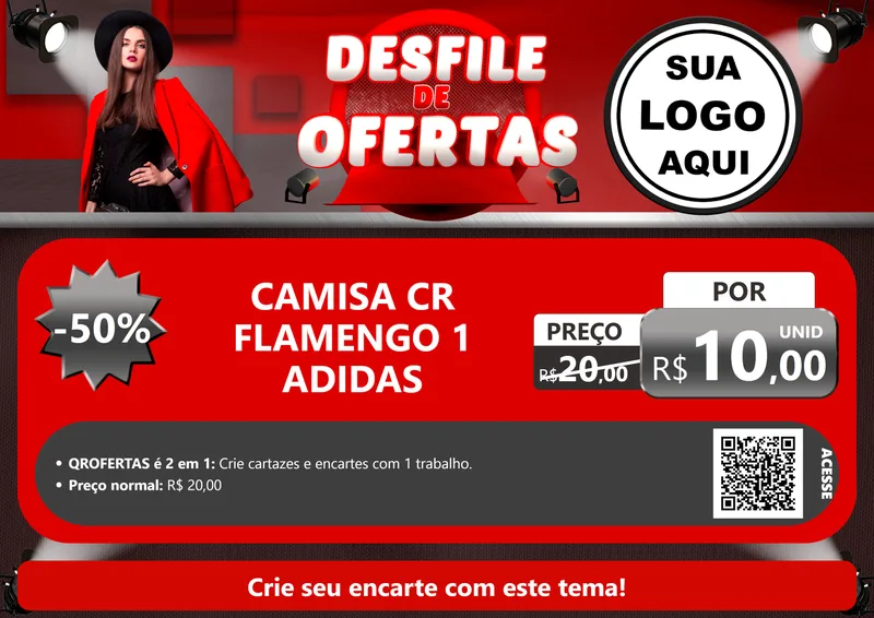 Modelo de Cartaz para Cartaz A4 Horizontal com o tema Desfile de Ofertas para Roupas e acessórios