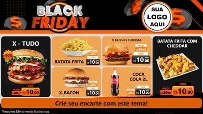 Modelo de TV para TV Horizontal com o tema Black Friday para Hamburgueria