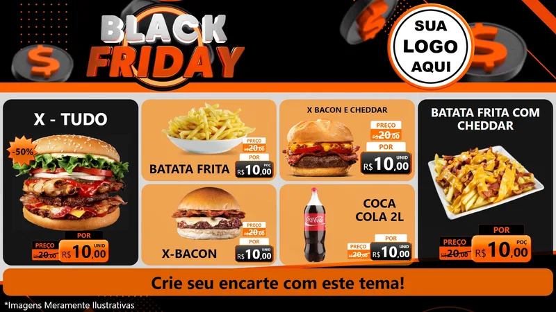 Modelo de TV para TV Horizontal com o tema Black Friday para Hamburgueria