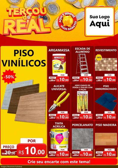 Modelo de Encarte para Encarte A4 Vertical com o tema Terçou do Real para Material para Construção