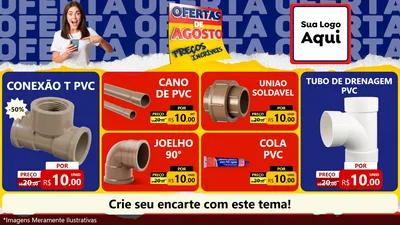 Modelo de TV para TV Horizontal com o tema Ofertas de Agosto - Preços Incríveis para Tubos e conexões