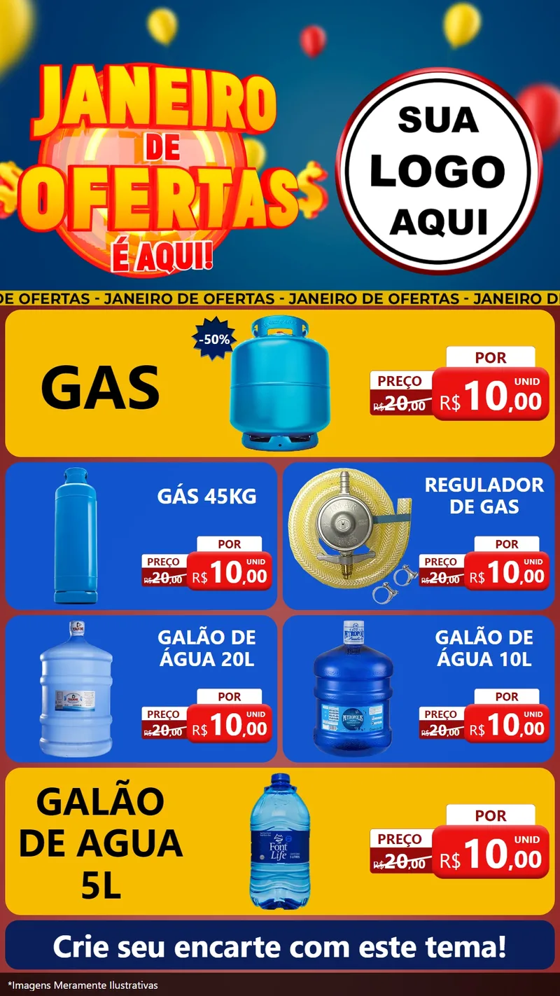 Modelo de TV para TV Vertical com o tema Janeiro de Ofertas É Aqui! para Água e gás