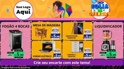 Modelo de TV para TV Horizontal com o tema Folia de Ofertas para Móveis e Eletro