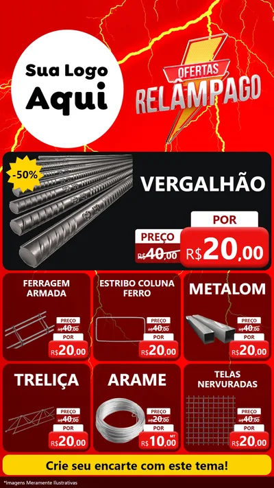 Modelo de Rede Social para Stories com o tema Ofertas Relâmpago para Ferragens