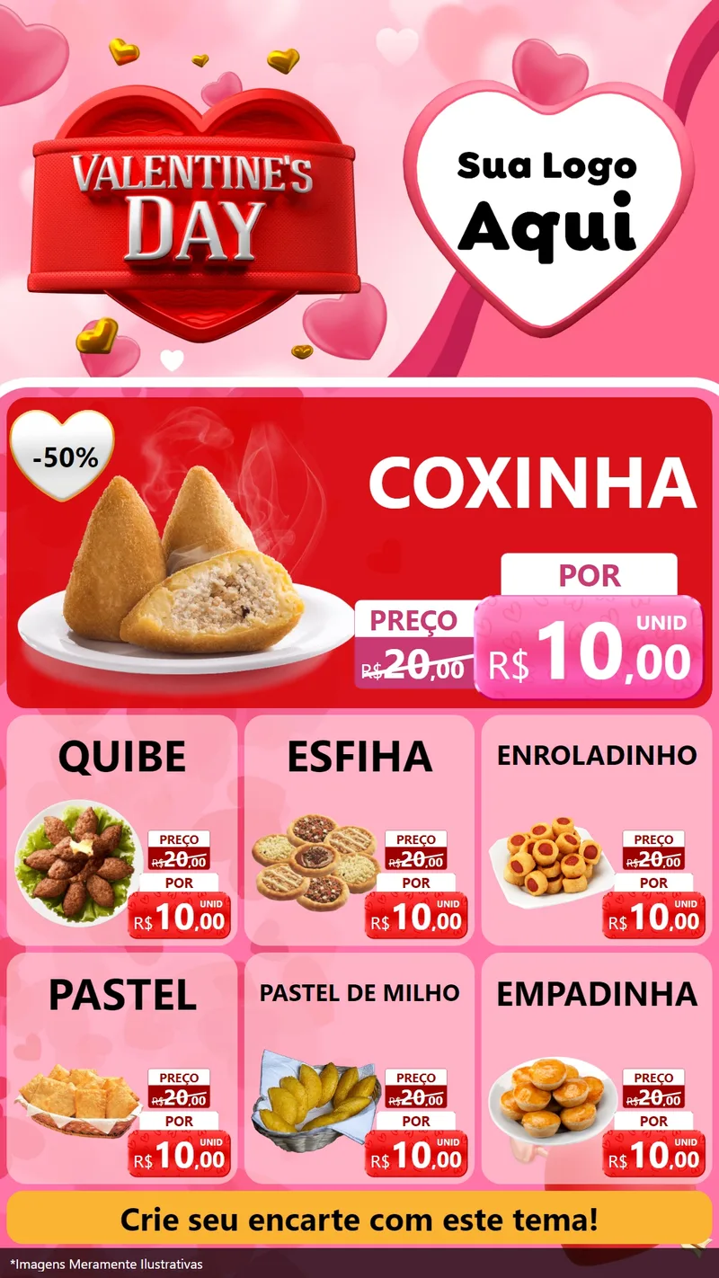 Modelo de Rede Social para Stories com o tema Valentine's Day para Salgadaria