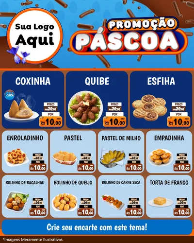 Modelo de Rede Social para Feed Instagram com o tema Promoção Páscoa para Salgadaria