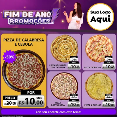 Modelo de Rede Social para Feed Facebook com o tema Fim de Ano Promoções para Pizzaria