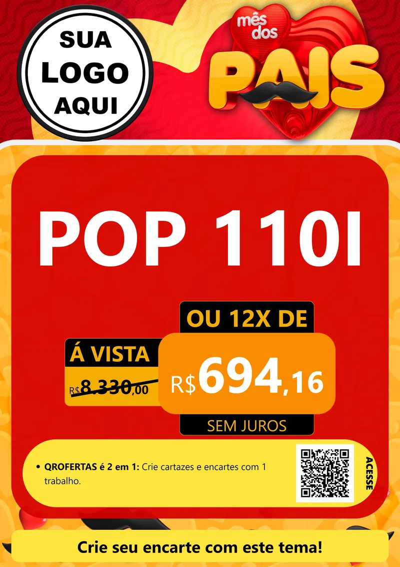 Modelo de Cartaz para Cartaz A4 Vertical com o tema Mês Dos Pais para Concessionaria de Motos
