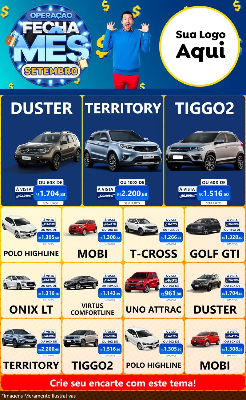 Modelo de Encarte para Encarte Grande com o tema Operação Fecha Mês Setembro para Concessionaria de Carros