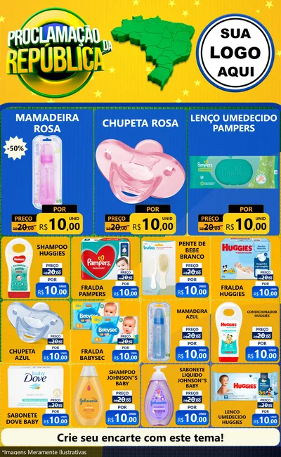 Modelo de Encarte para Encarte Grande com o tema Proclamação da República para Bebês