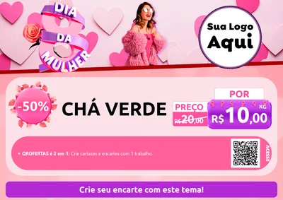 Modelo de Cartaz para Cartaz A4 Horizontal com o tema Dia da Mulher para Produtos Naturais