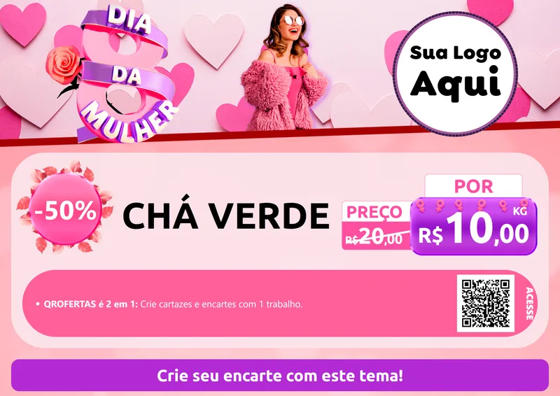 Modelo de Cartaz para Cartaz A4 Horizontal com o tema Dia da Mulher para Produtos Naturais